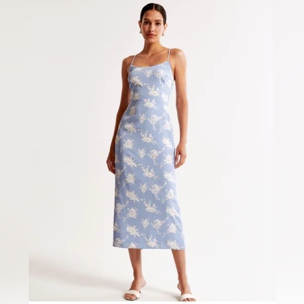 Abercrombie & Fitch Scoopneck Slip Midi Dress Floral Slit, Size Sp